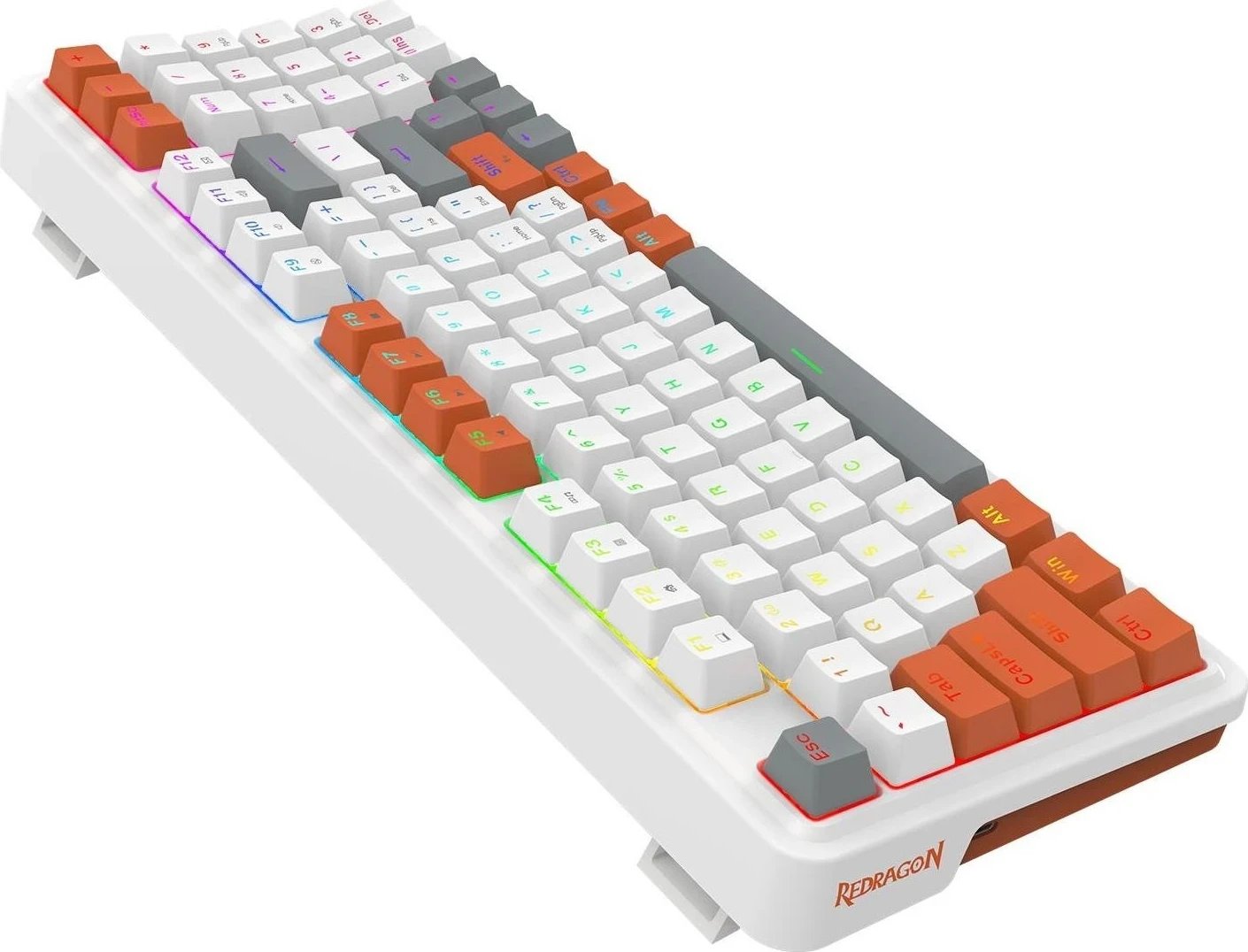 Tastierë mekanike Redragon K664WOG-RGB Gloria, RGB, e bardhë-portokalli