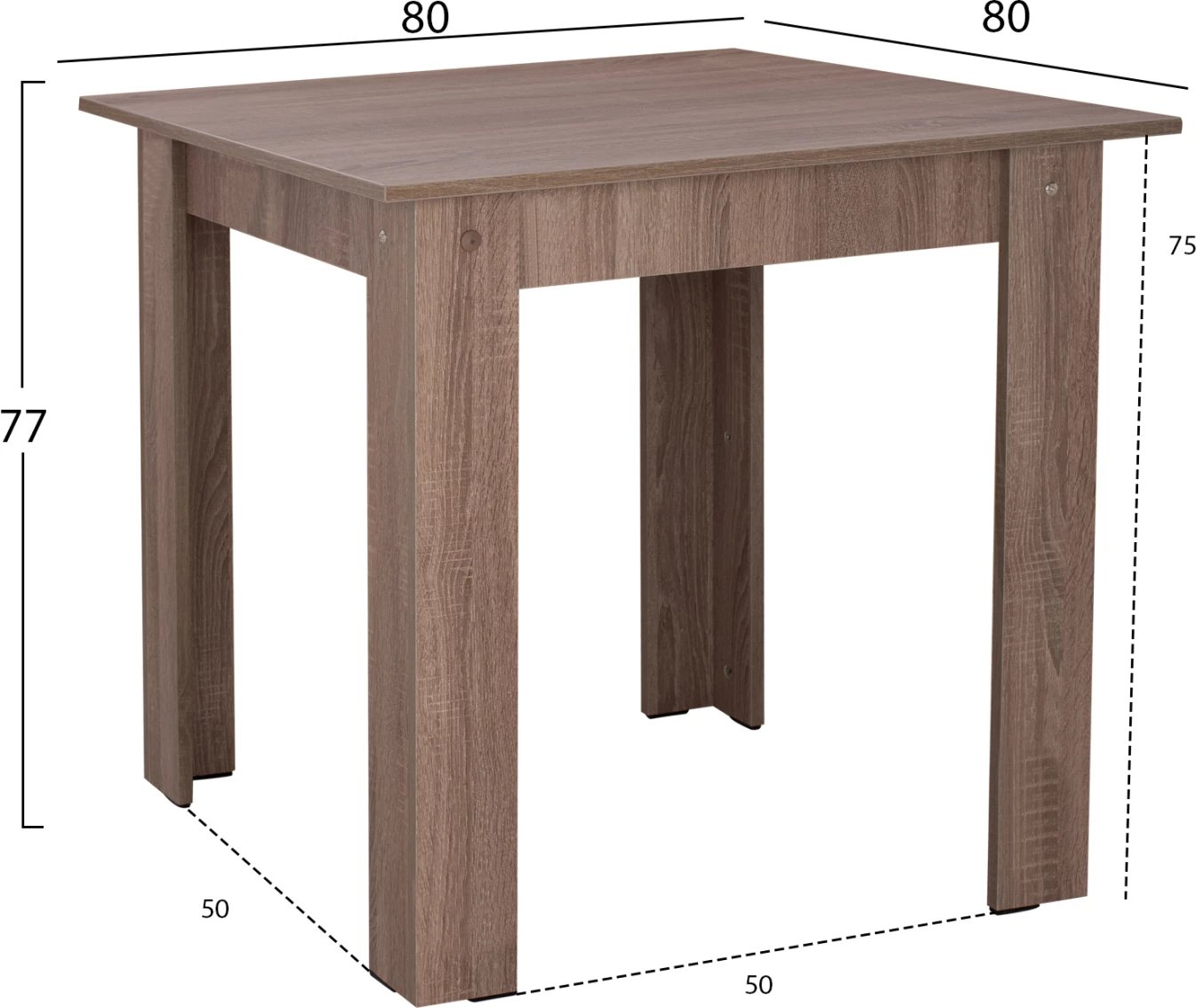 Tavolinë kuzhine KELVIN FH2427.05, ngjyrë hiri, 80x80x77