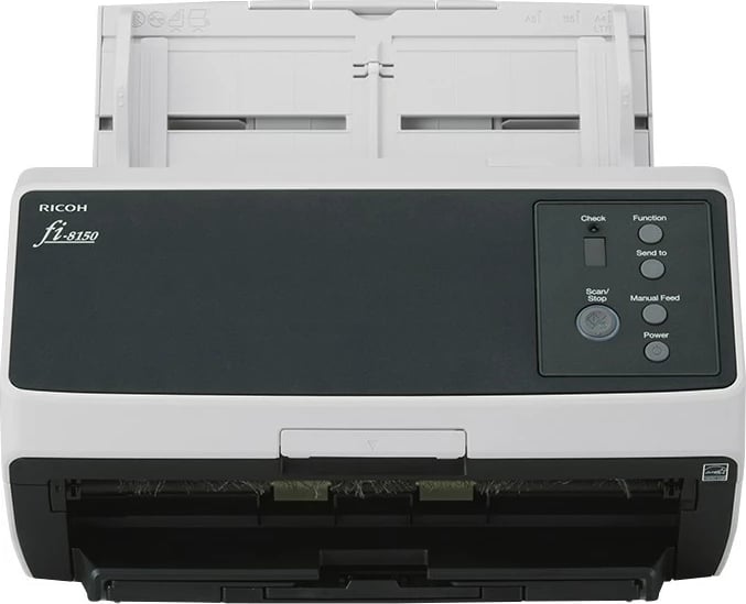 Skaner Ricoh FI-8150, 216 x 355.6 mm, 600 x 600 DPI, 50 ppm, Grayscale, Monochrome, ADF + Manual feed, Zi, Gri