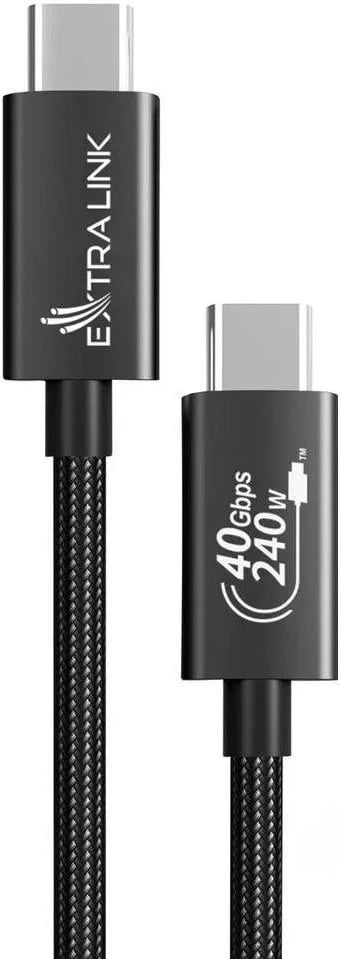 Kabëll Extralink Smart Life USB-C - USB-C, 240W, 40Gbps, 200cm, i zi