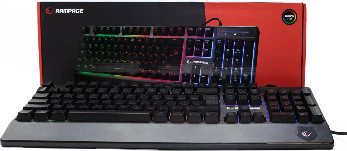 Tastierë gaming Rampage KB-R34, RGB, membranë-mekanike, e zezë