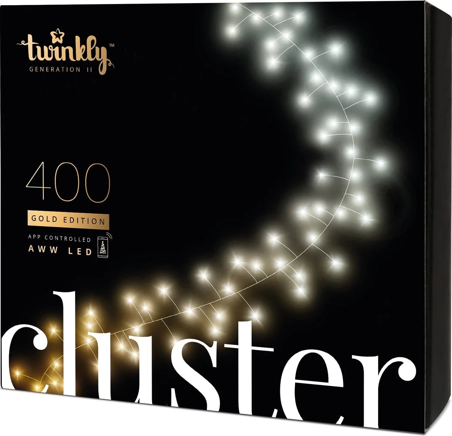 Drita LED Twinkly cluster 400L 4,3mm AWW