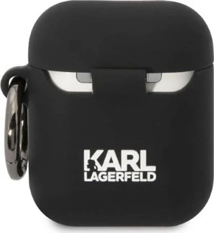 Mbështjellës Karl Lagerfeld Silicone NFT Karl Head 3D për AirPods 1/2 gen, i zi