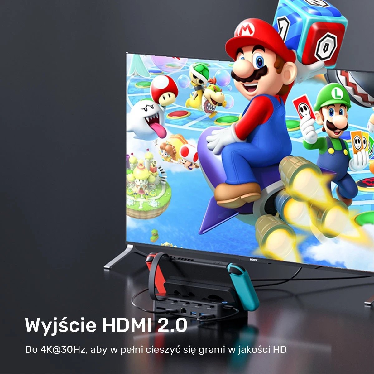 Stacioni i dokimit për Nintendo Switch Unitek, 100W 4K, i zi