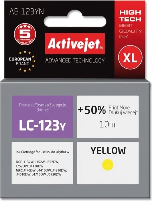 Toner për Brother Activejet AB-123YN, Supreme, 10 ml, i verdhë