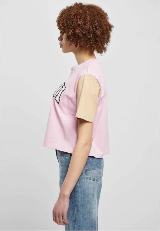 Maicë Karl Kani për Femra, Serif Crop Block Tee W, Rozë dhe Multicolor