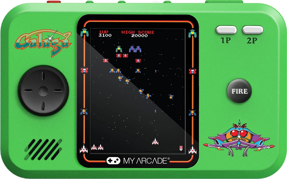 Paisje portative lojërash Galaga, My Arcade Pocket Plazer PRO, 2.75 ", e gjelbër