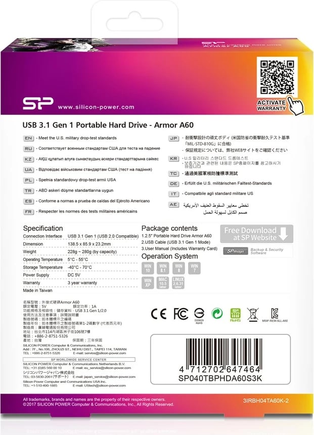 Disk HDD Silicon Power Armor A60, 4TB, i zi / gjelbër