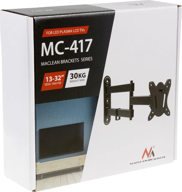 Mbajtës muri për TV Maclean MC-417, 13-32", i zi