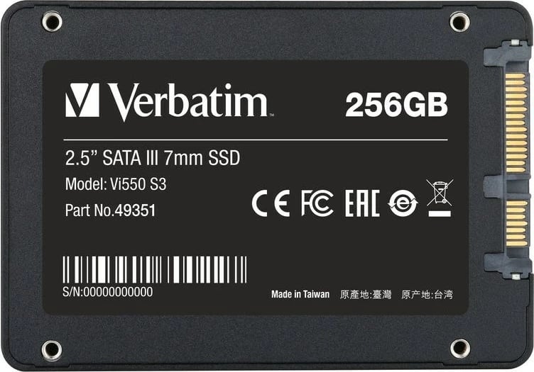 SSD Verbatim Vi550 S3, 256GB , e zezë