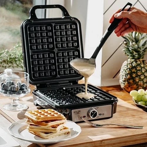 Hekur për waffle Adler AD 3083, 1800 W, Argjendtë