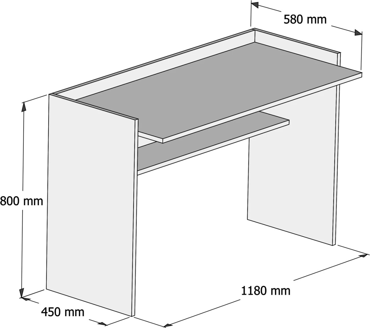 Tavolinë melamine, ngjyrë sonoma dhe e bardhë, 118x58x80H cm, FH9227.12