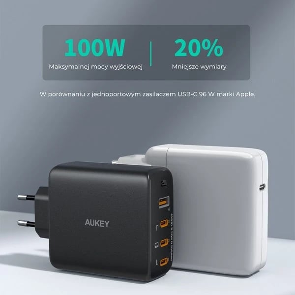 Mbushës muri AUKEY PA-B7S Omnia II GaN me 3xUSB-C dhe 1xUSB-A PD 3.0 PPS 100W, i zi