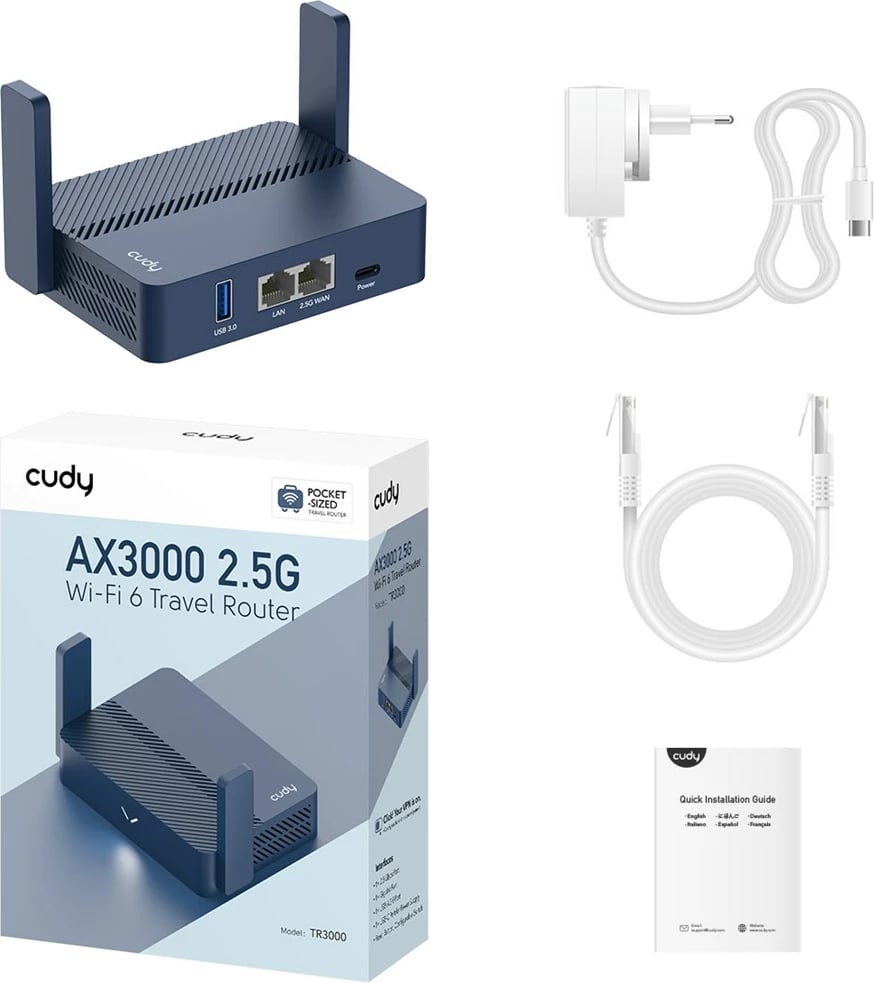 Router Cudy AX3000, Gigabit Ethernet, Blu