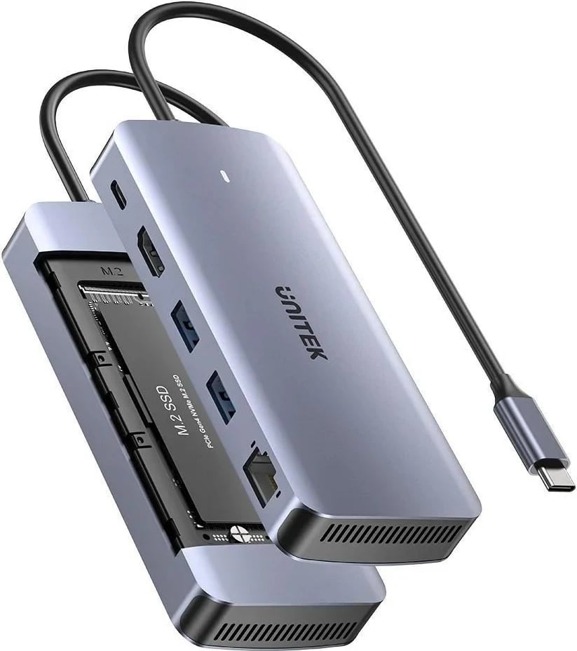 Hub USB-C UNITEK Active, 10Gbps, M.2, HDMI, PD 100W, Gri