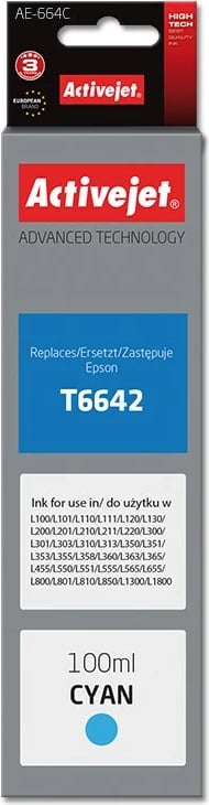 Ngjyrë zëvendësuese Activejet AE-664C për printer Epson, 100 ml, e kaltër