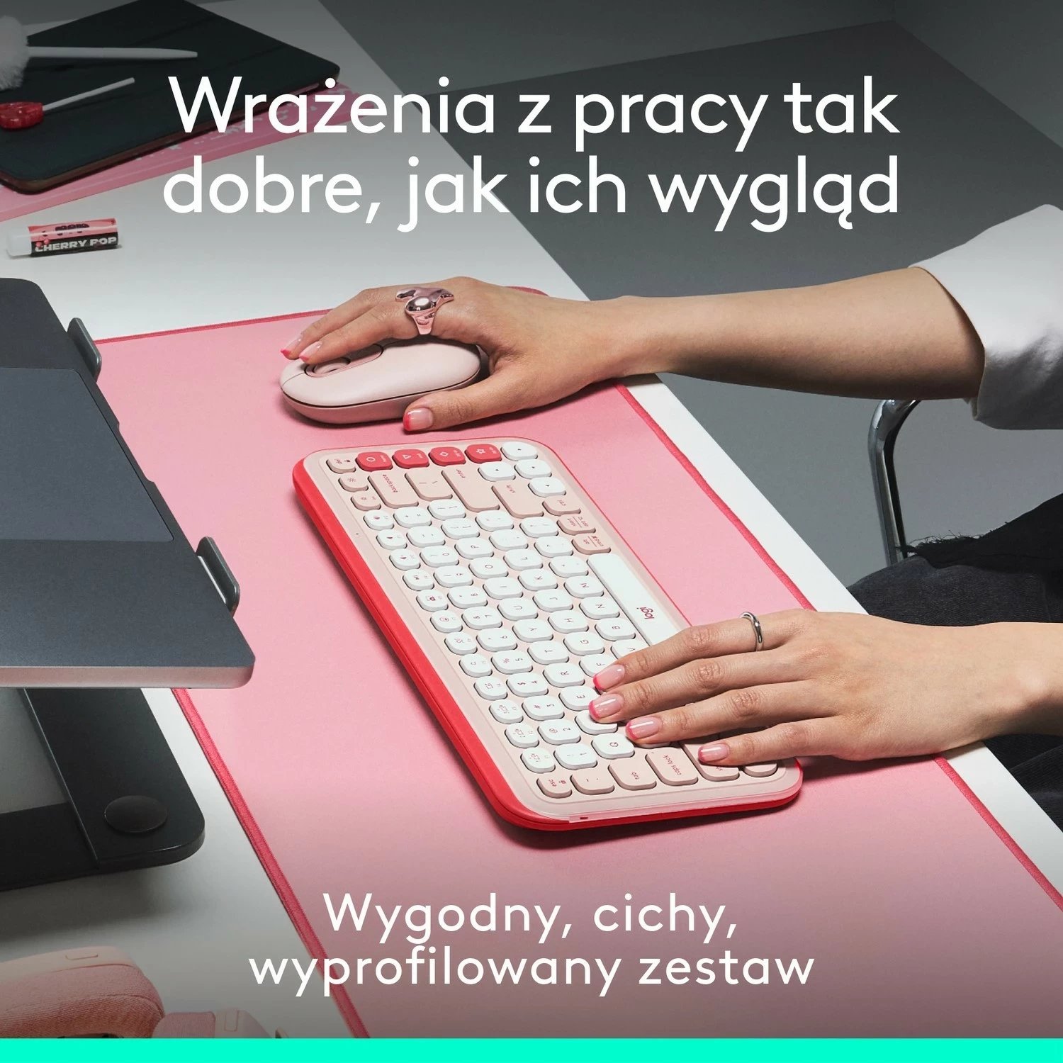 Tastierë dhe maus Logitech POP ICON Combo, pa kabllo, rozë