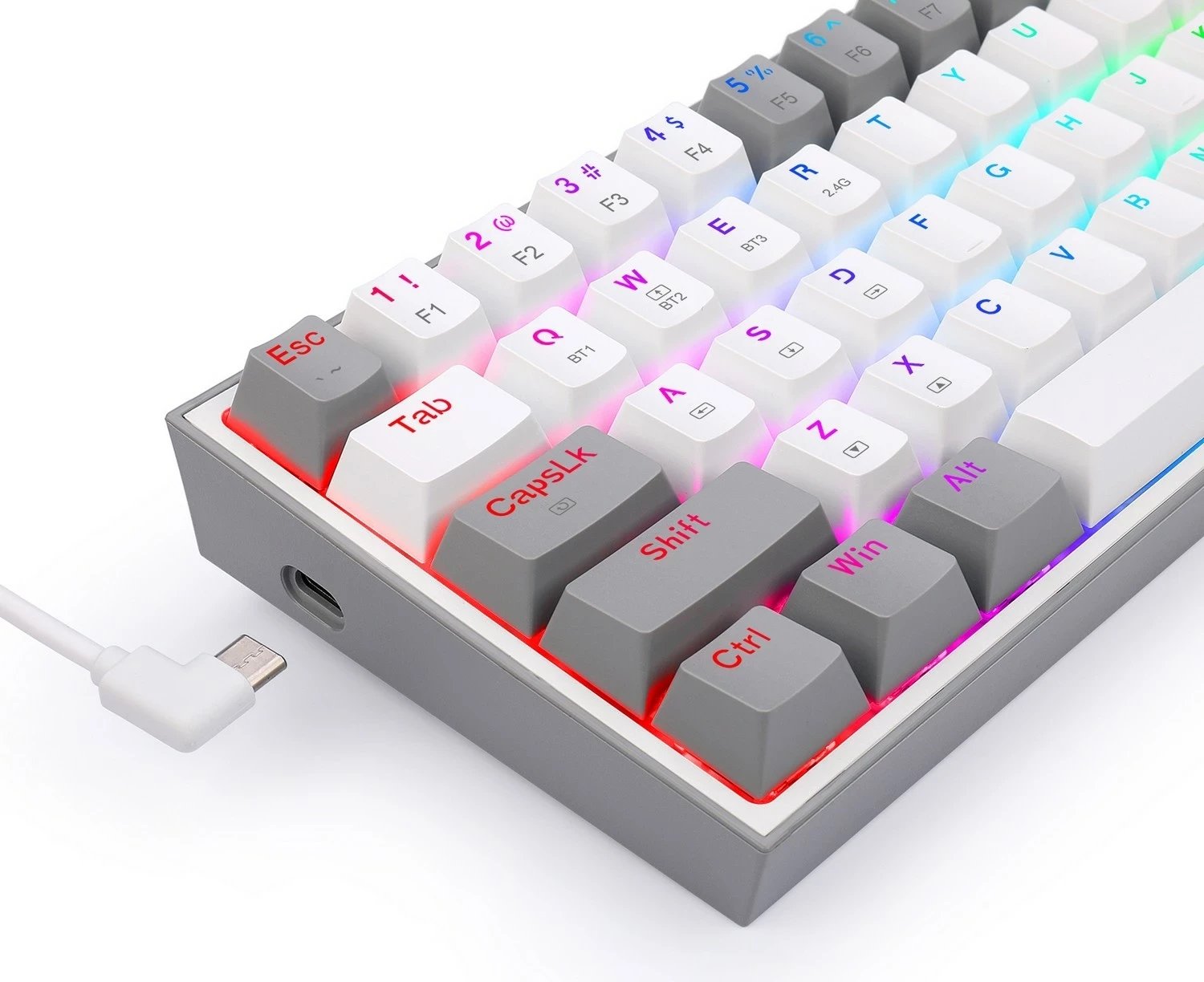 Tastierë mekanike Redragon K616 Fizz PRO, RGB, wireless/wired, white-grey