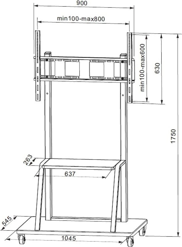 Stojak TV Techly 105575, 55-100", 150kg, me rafte, i zi