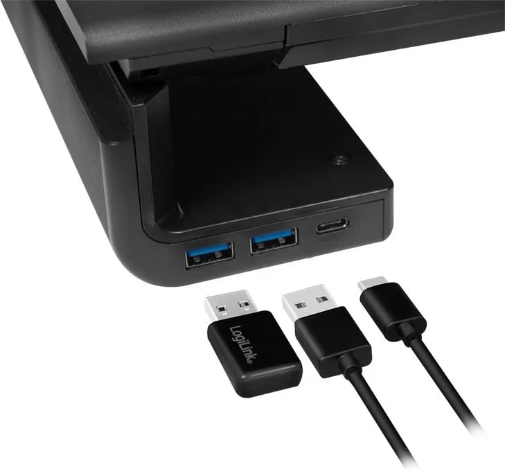 Tavolinë për Laptop/Monitor LogiLink BP0141, me 2x USB3.0 dhe 1x USB-C, e zezë