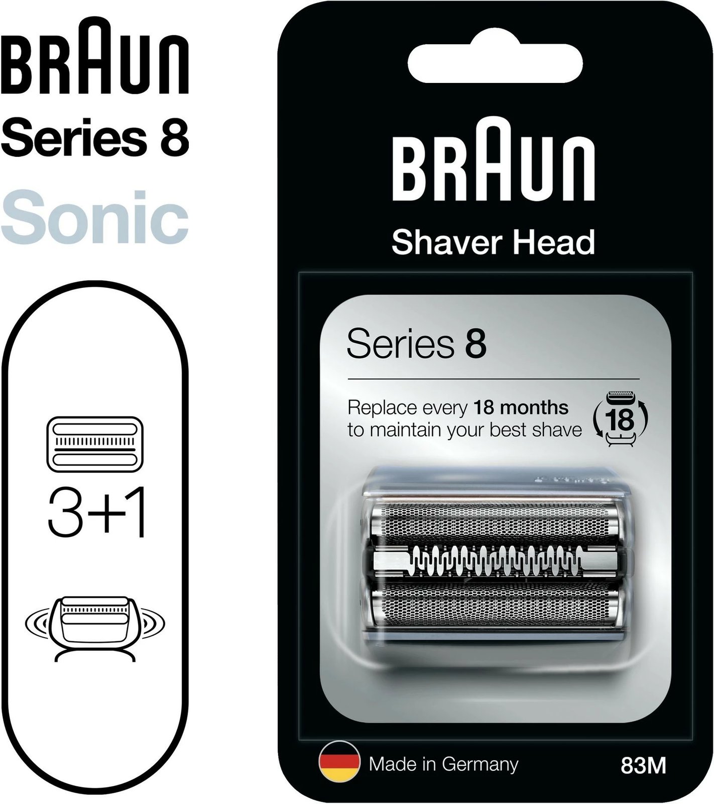 Kokë rroje Braun Series 8 Cassette 83M, 1 kokë, Argjendtë