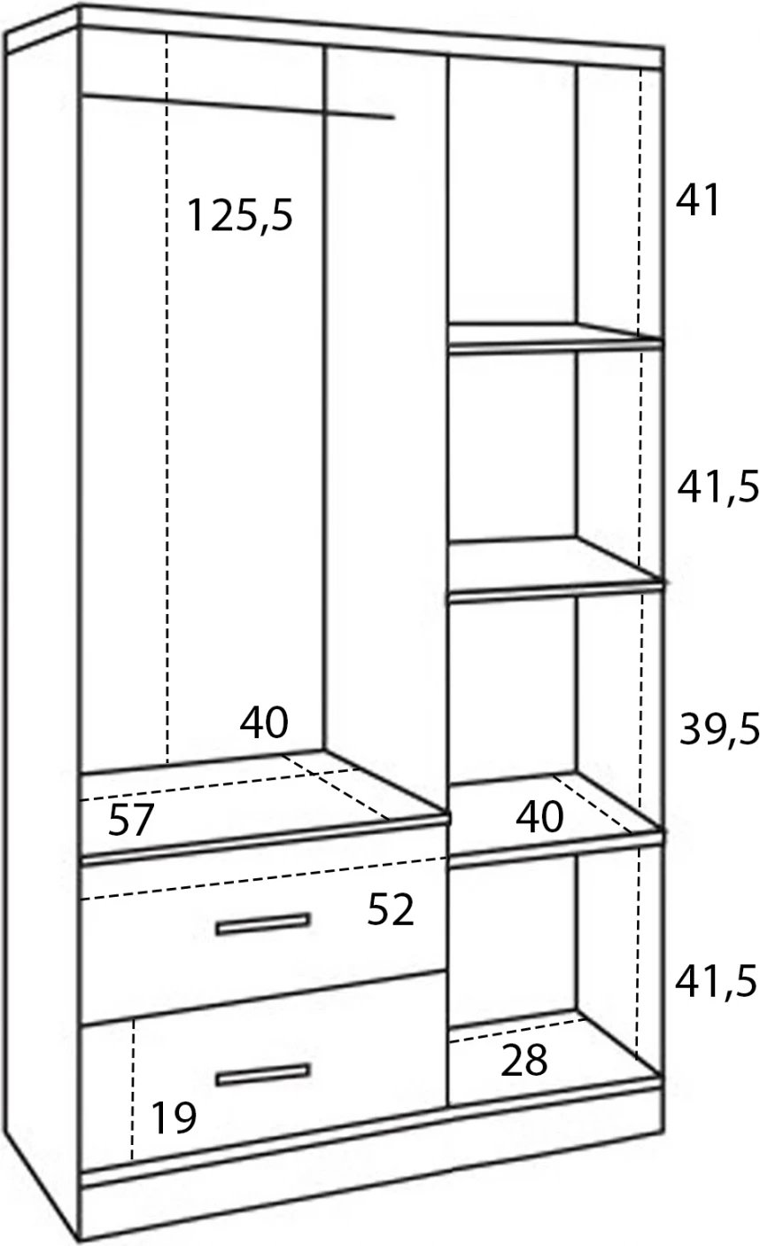 Dollap 3 dyer me 2 sirtarë FH340.02 Sonama 89x42,5x181