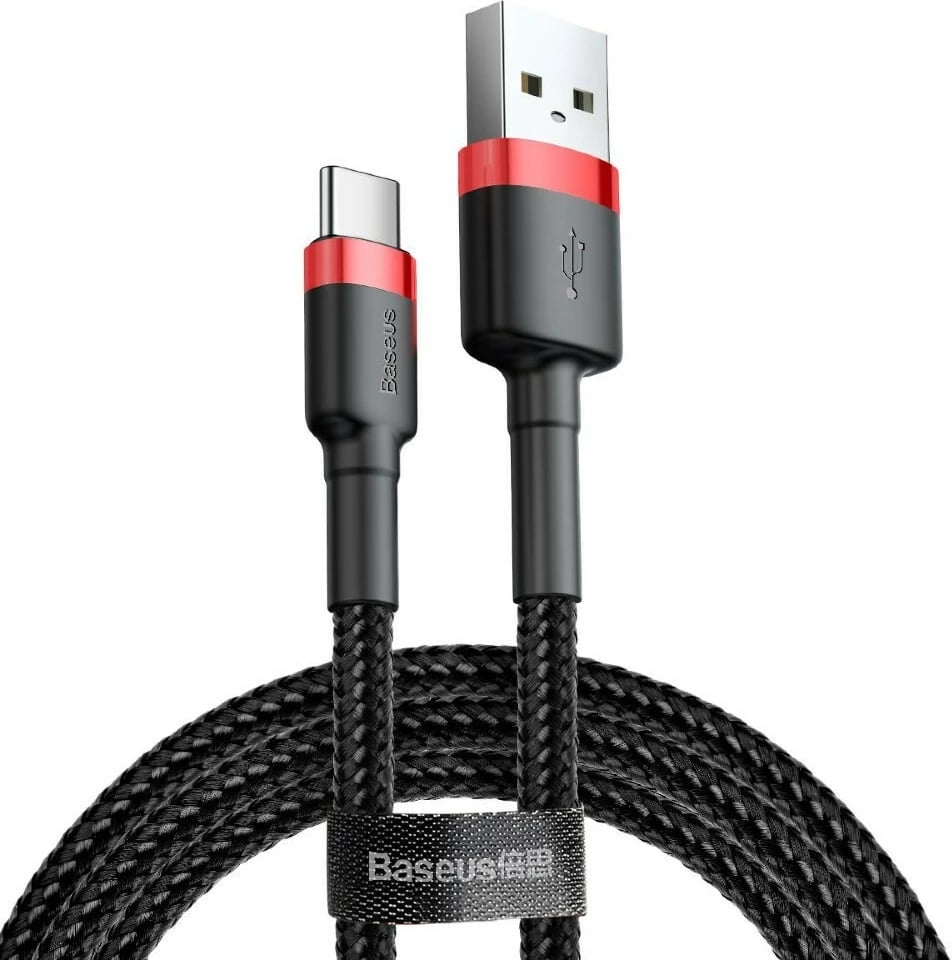 Kabeli USB Baseus Cafule, 2 m, USB A në USB C, Zi dhe Kuq