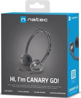 Kufje Natec Canary Go me mikrofon, 2m, të zeza