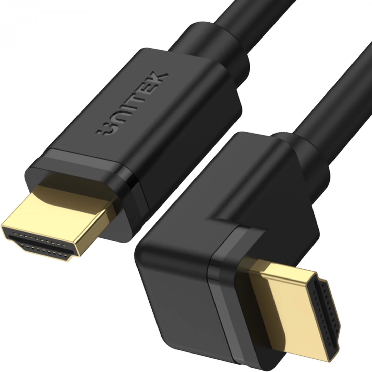 Kabull HDMI Unitek, 2.0m, i kthyer në 90 gradë, zi