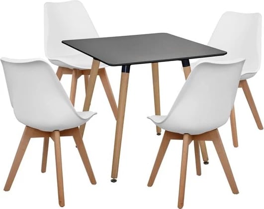 Set 5 pieces Table Minimal Black & Vegas White FH10601 80x80x74 cm.