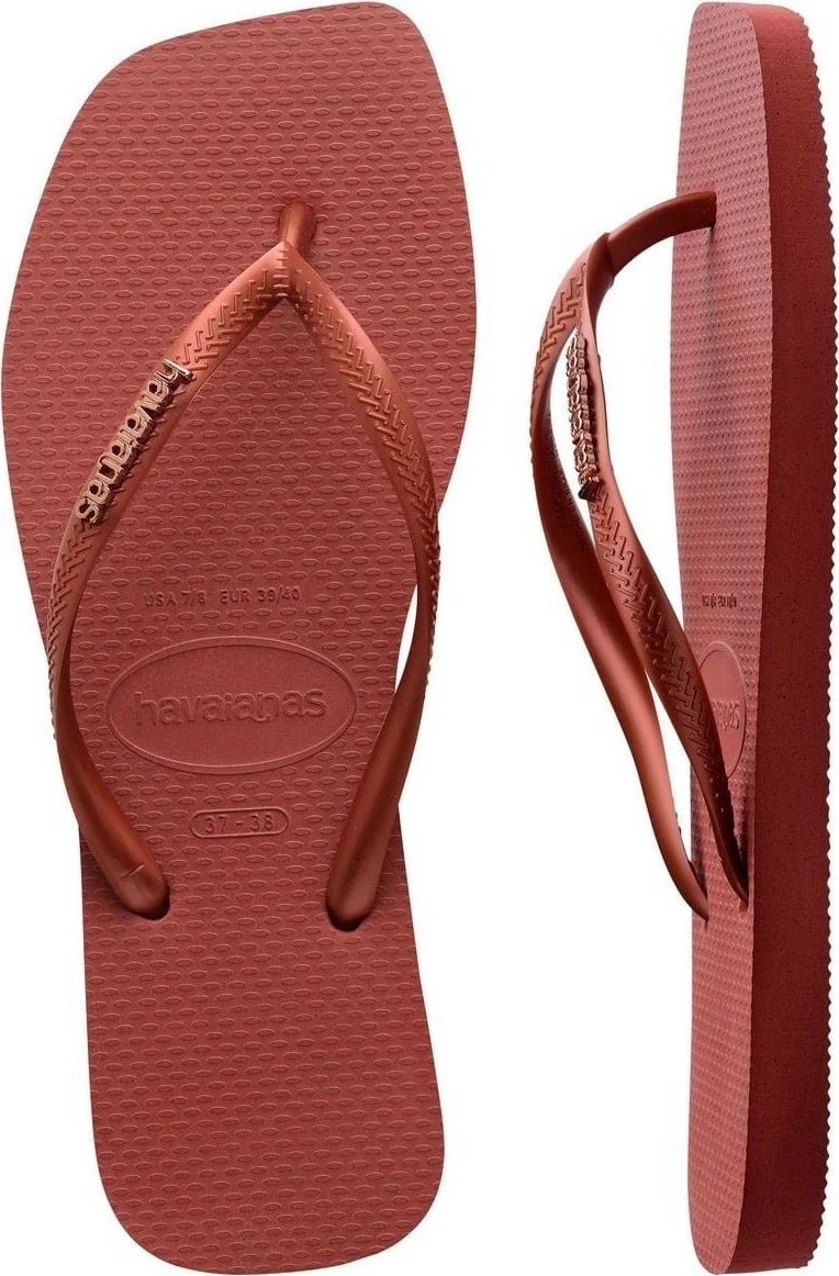 Papuqe për femra Havaianas Square Logo Metallic, kafe