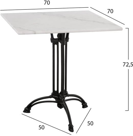 Tavolinë me 3 këmbë nga gize FH5611 me mermer 70x70