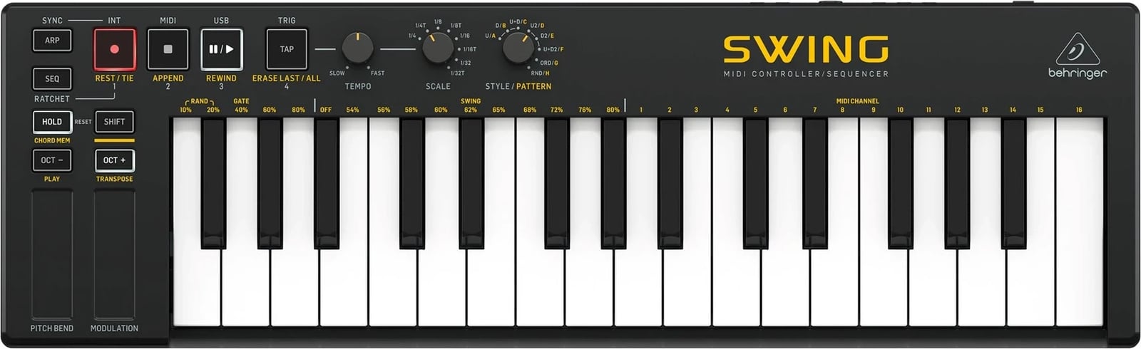 Tastierë Kontrolli MIDI Behringer SWING, e zezë