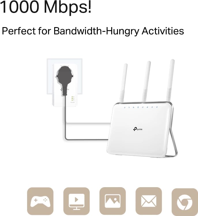 Powerline Starter Kit TP-LINK AV1000 TL-PA7017P, Gigabit, e bardhë