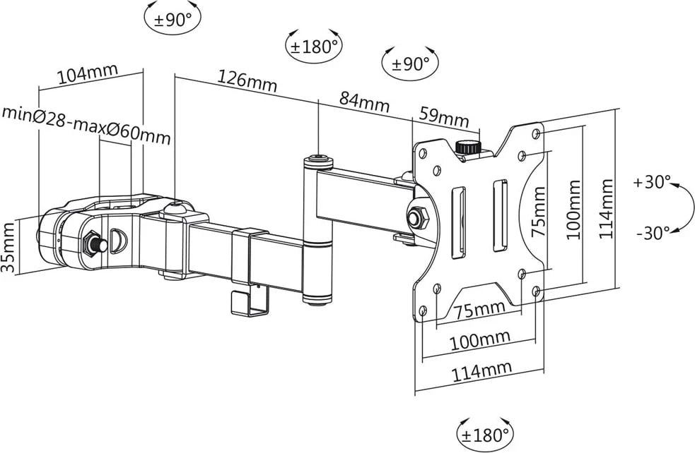 Mbajtës monitori Maclean MC-751N, 17-32", i zi