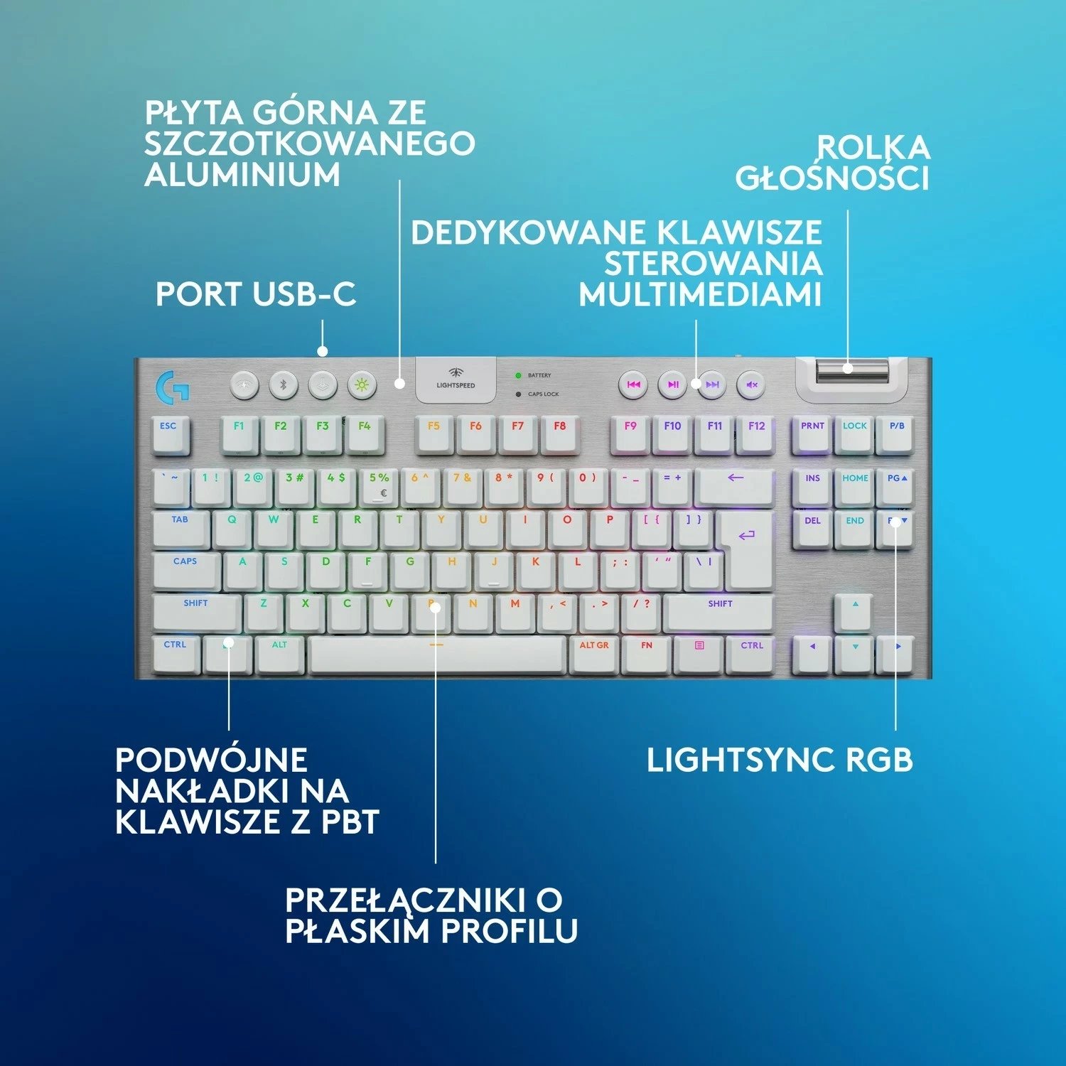 Tastaturë Logitech G915 X TKL, mekanike, RGB, e bardhë