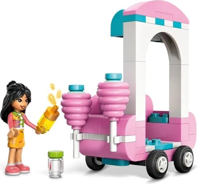 Lodra LEGO Friends 42643, Stenda e Sheqerit të Mbështjellë dhe Skuter, Rozë