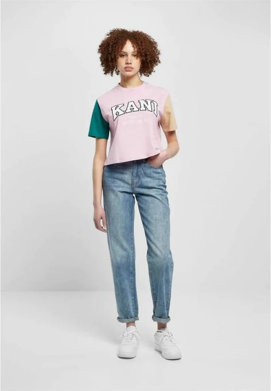 Maicë Karl Kani për Femra, Serif Crop Block Tee W, Rozë dhe Multicolor