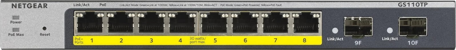 Switch NETGEAR GS110TP Managed L2/L3/L4 Gigabit Ethernet PoE Gri