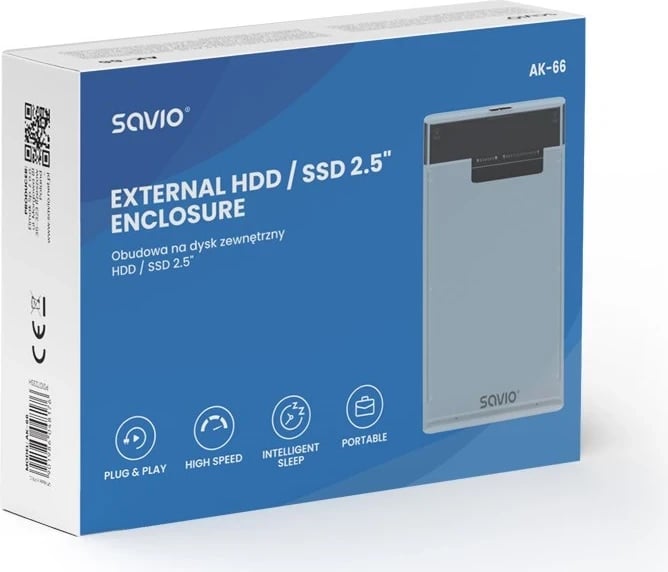 Kutia jashtme për HDD/SSD Savio 2.5", USB 3.0, transparente, AK-66