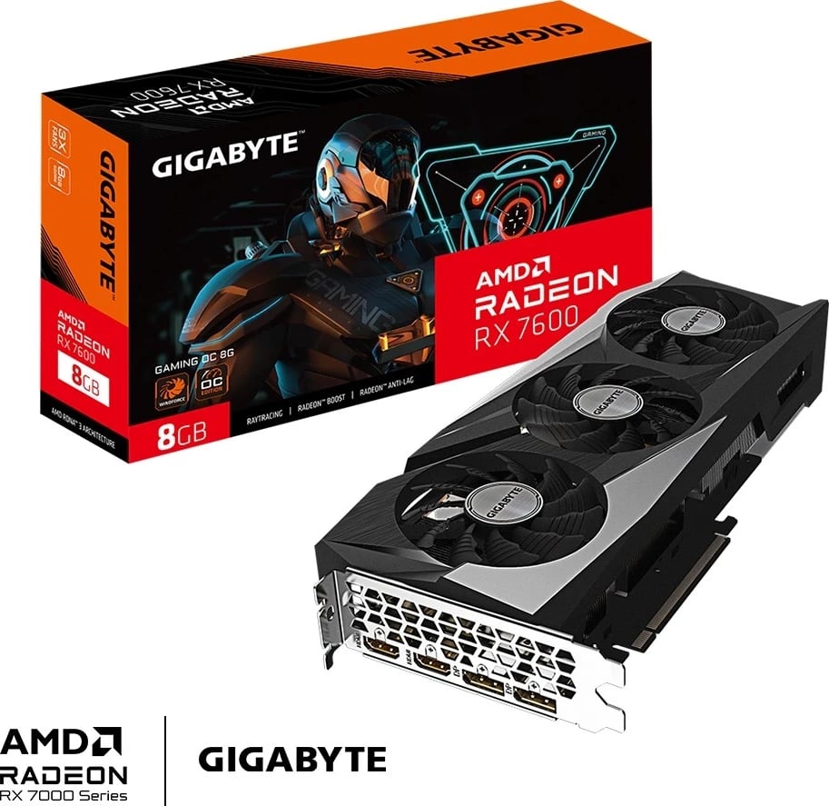 Kartë Grafike Gigabyte GAMING Radeon RX 7600 OC, 8 GB GDDR6