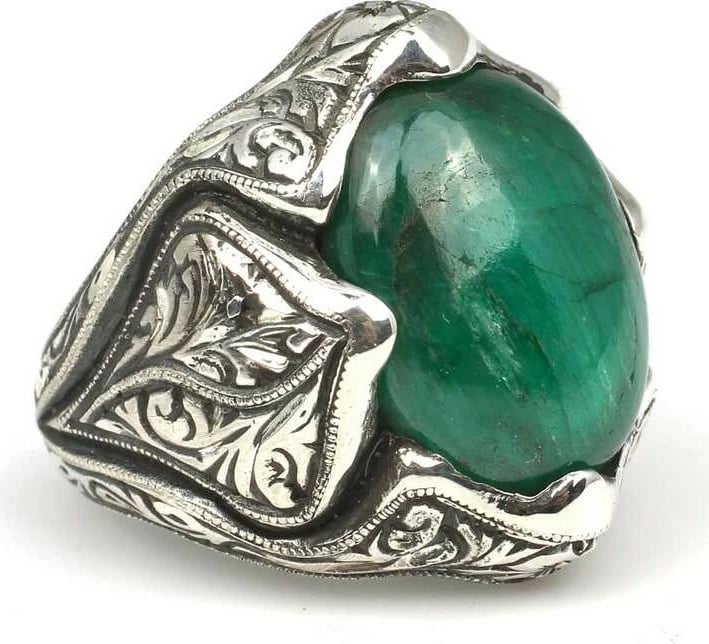 Unazë për meshkuj Nusret, 925 Sterling Silver, gur jade