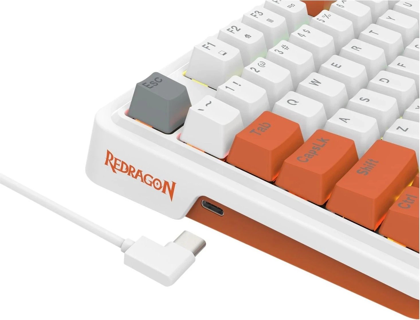 Tastierë mekanike Redragon K664WOG-RGB Gloria, RGB, e bardhë-portokalli