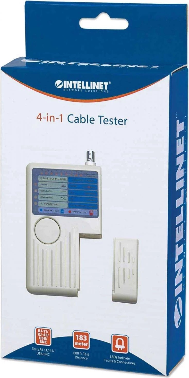 Testues Kabllash Intellinet 351911, për RJ45, RJ11, USB, BNC, ngjyrë bež