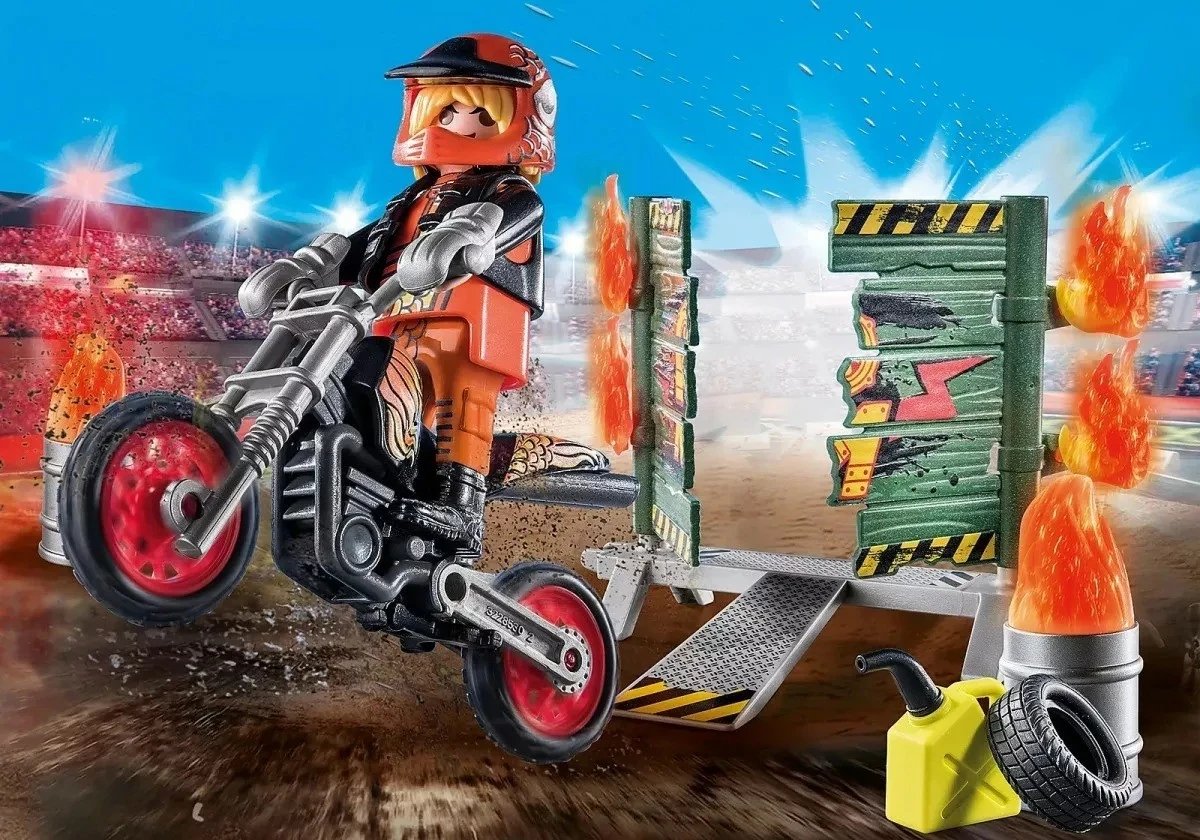 Set lodrash Playmobil Stuntshow 71256, me mur zjarri