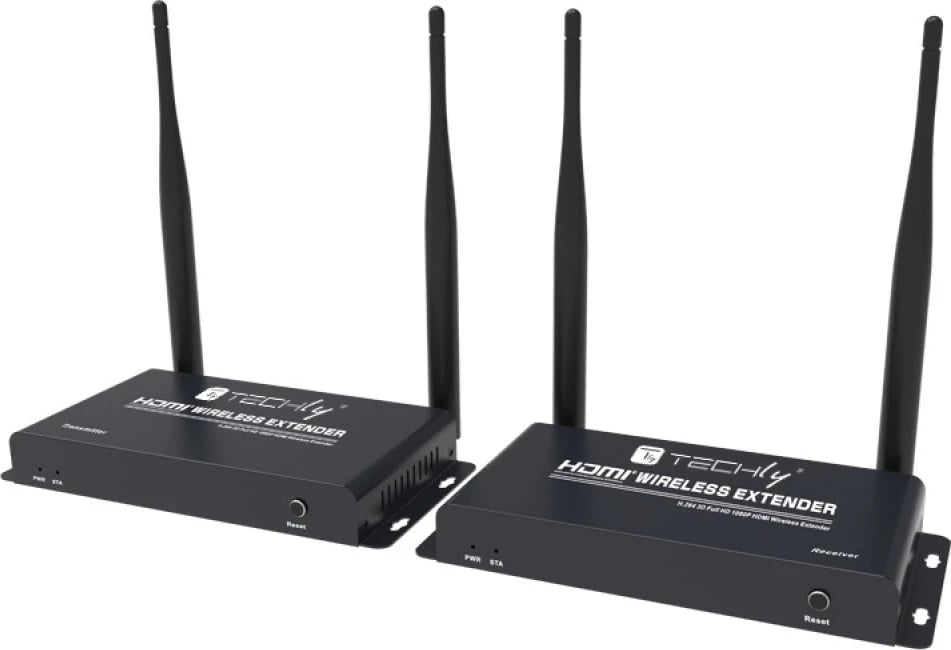 Kit wireless HDMI extender TECHly deri në 200m, ngjyrë e zezë