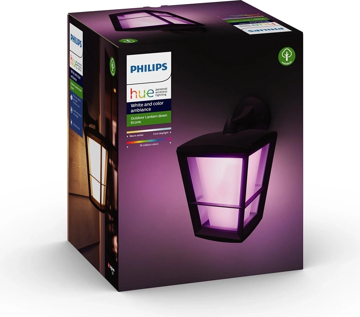 Lampë LED Philips Hue Econic RGBW, e zezë