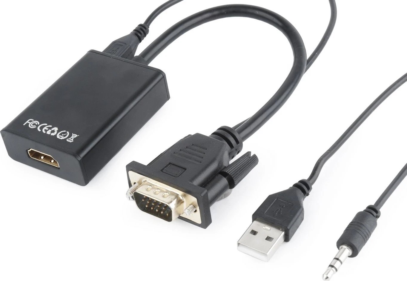 Adapter Gembird A-VGA-HDMI-01, prej VGA në HDMI, me kabllo mikroUSB, ngjyrë e zezë