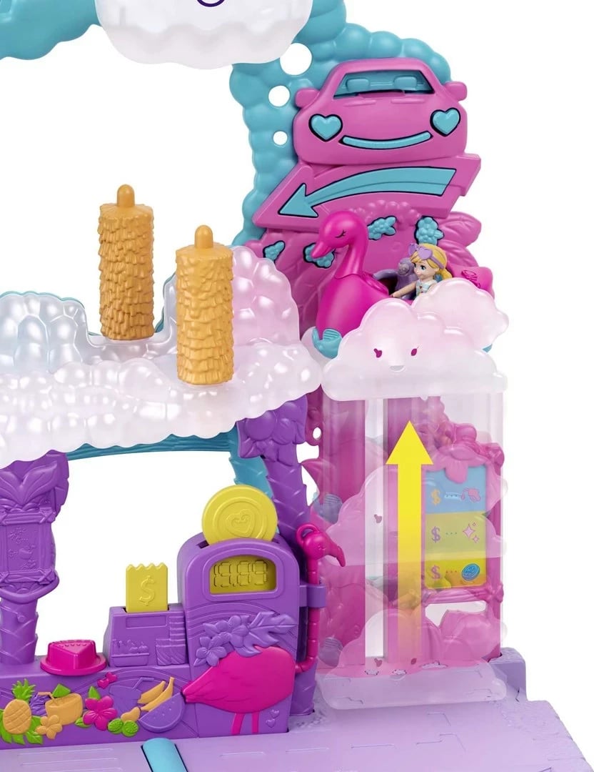 Set lodrash Polly Pocket Pollyville Flamingo Fun Car Wash, Mattel