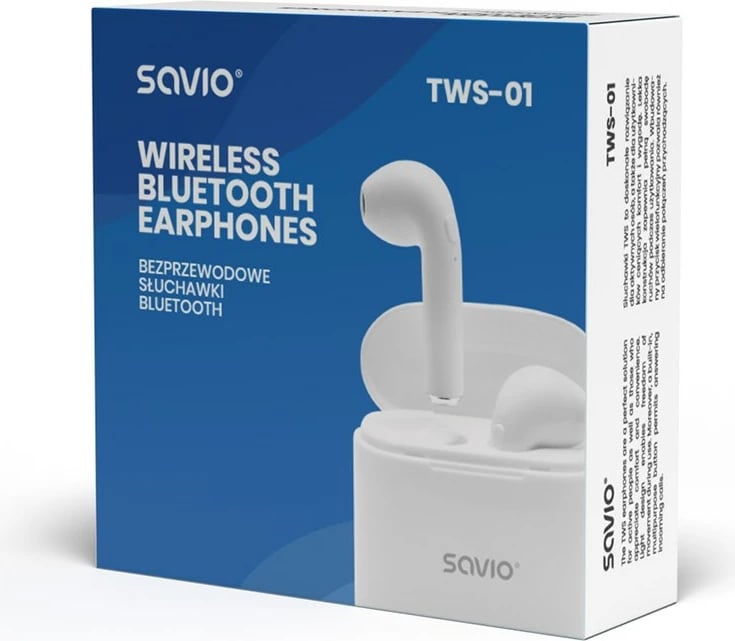 Kufje me bluetooth Savio TWS-01, e bardhë